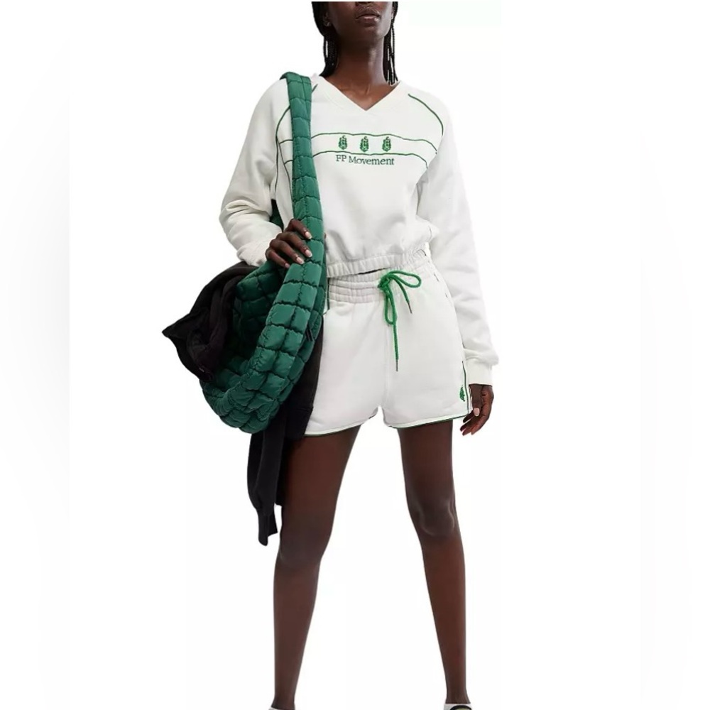FP Movement by Free People White and Green Top